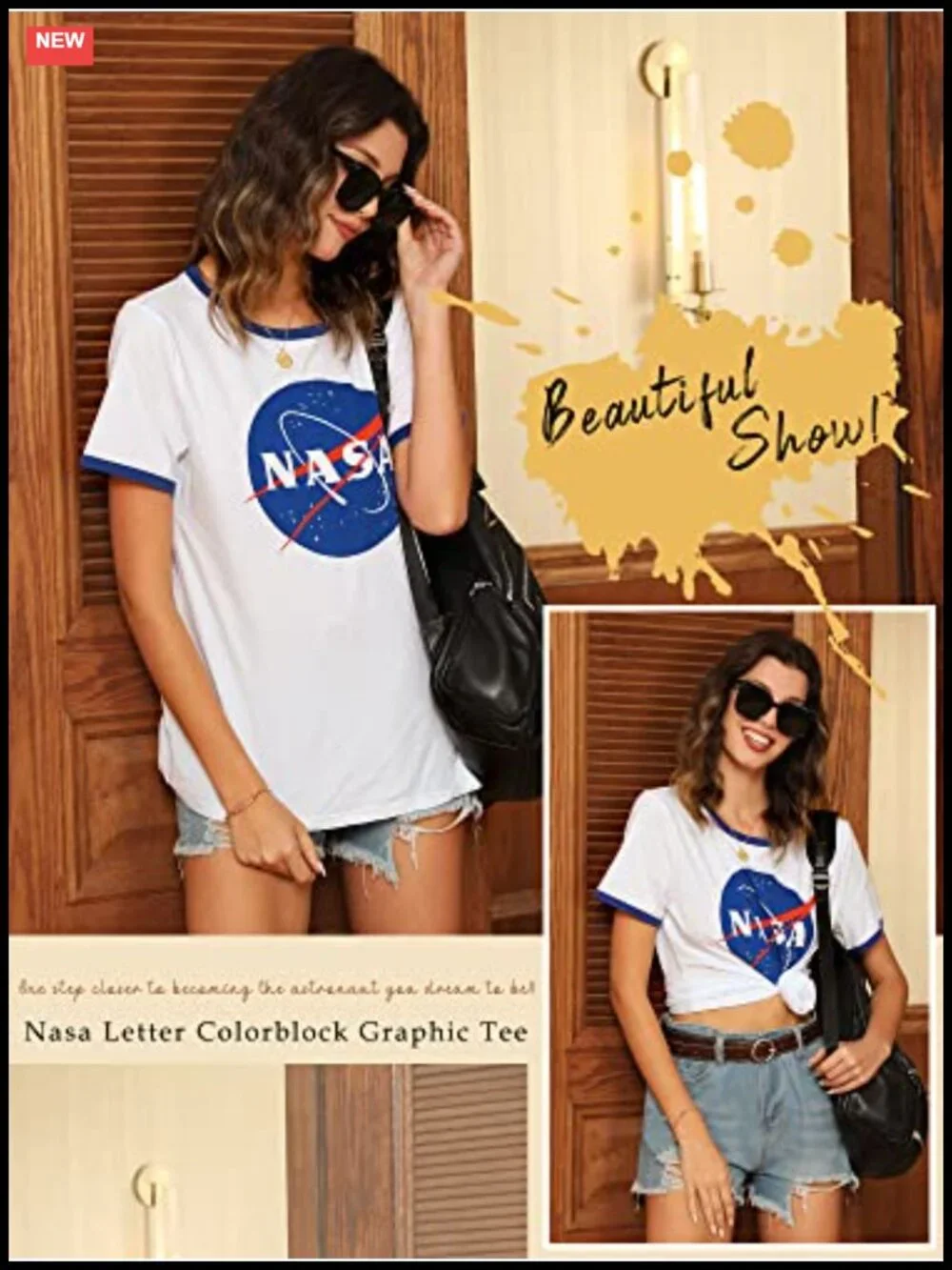 NASA Graphic T-Shirt for Women Space-Lover Tee, Soft Cotton Blend, Crew Neck